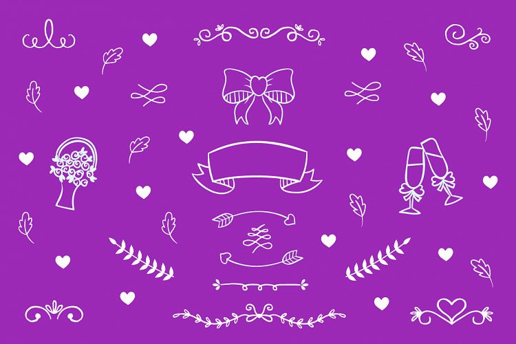 hand drawing wedding elements vector