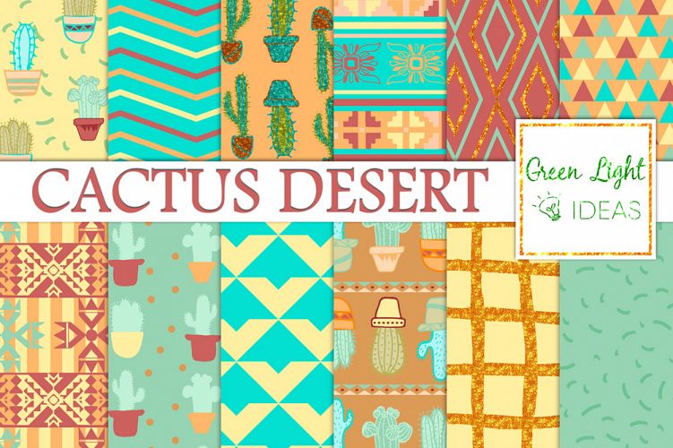 Cactus Digital Papers, Cacti Backgrounds, Southwest Patterns