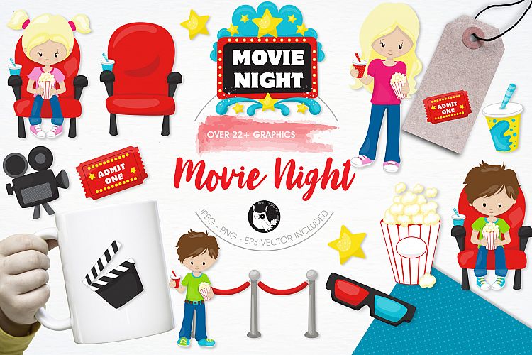Movie Night graphics and illustrations