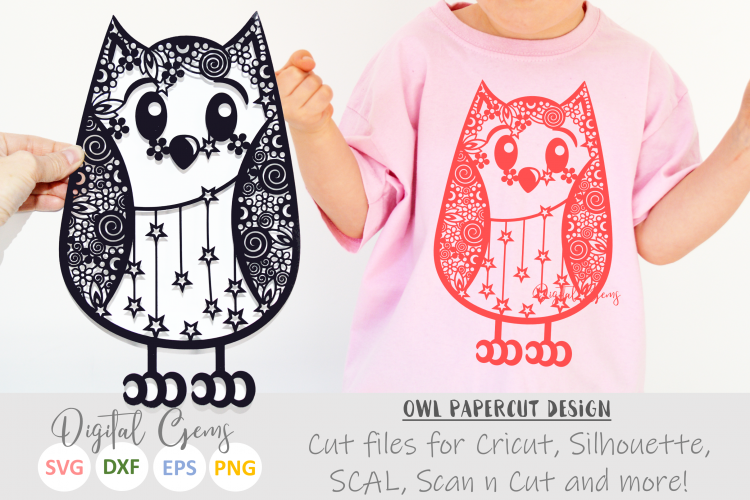 Owl Zentangle paper cut design. SVG / DXF / EPS files