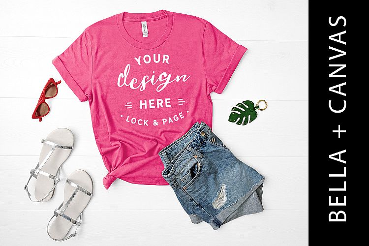 Charity Pink Bella Canvas 3001 T Shirt Mockup Ladies Shirt