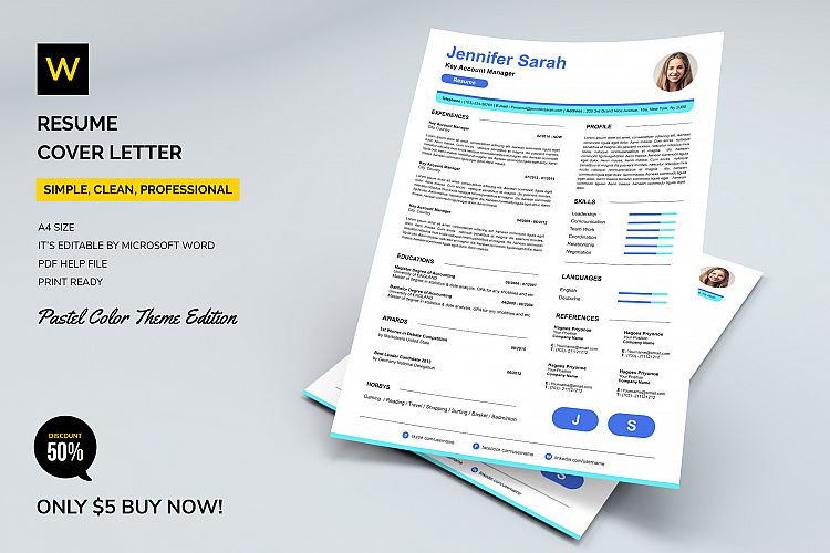 Resume / Cover Letter - Pastel Colors