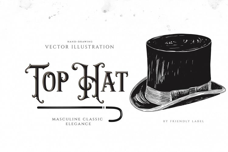 VINTAGE TOP HAT ILLUSTRATION