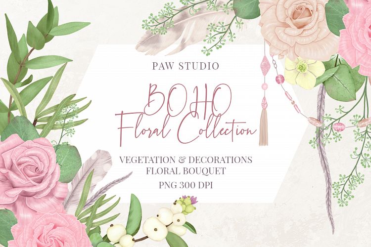 Boho Collection Floral Ddecorations Feather Flowers Leaves