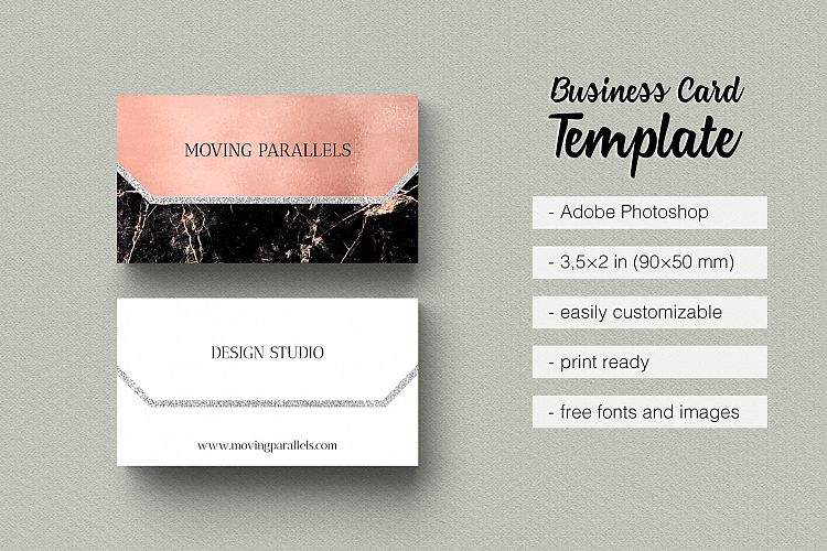 Rose Gold Foil Marble Business Card