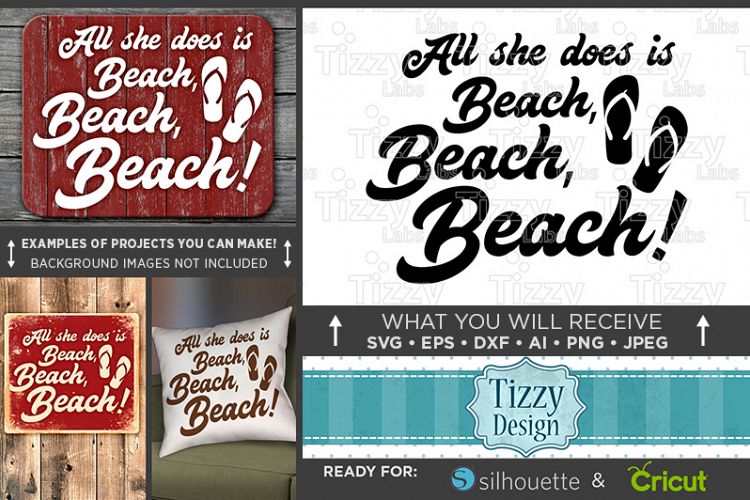 All She Does is Beach SVG Files - Beach Decor - 746