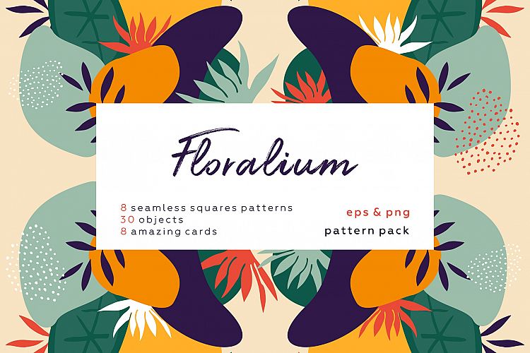Floralium. Abstract botanical patterns set.