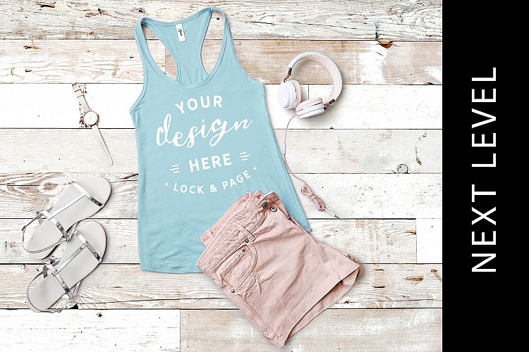 Blue Cancun Next Level 1533 Tank Top Mockup Racerback Vest