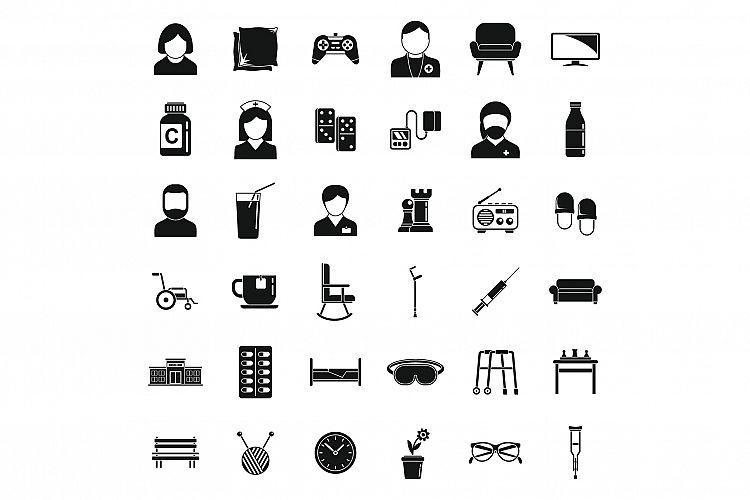 Active nursing home icons set, simple style example image 1