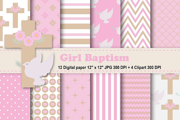 Girl Baptism Digital Paper, Baptism Digital Paper, Baptism Background, Girl Digital Paper, Girl First Communion, Holy Cross digital paper.  