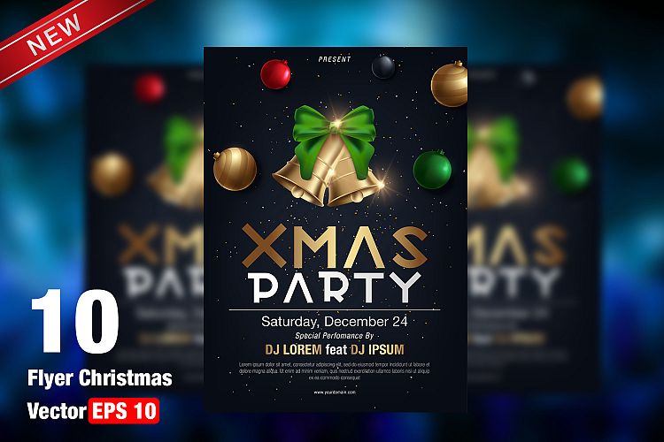 Christmas Party Flyer Template - vector