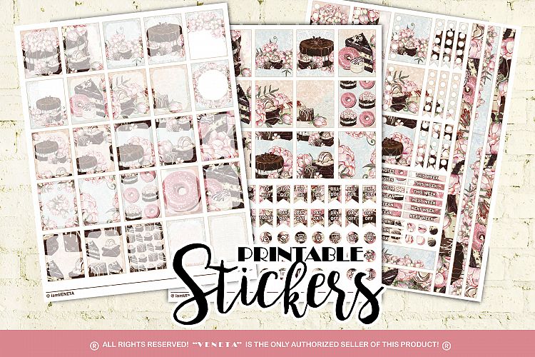 Chocolate Cake| Planner Stickers | Blush Peony | Donuts
