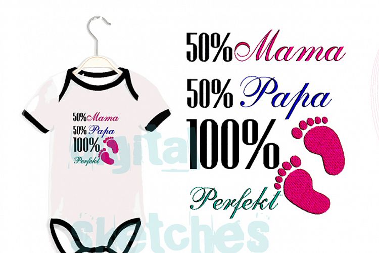 German Saying 50 Mama 50 Papa 100 Prozent Perfekt Embroidery