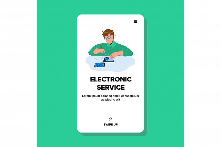 Electronic Service Worker Repair Device Vector