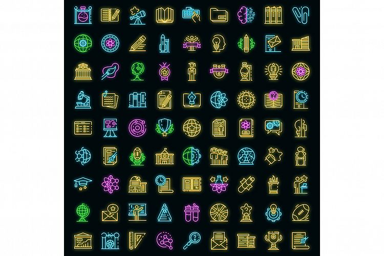 University icons set vector neon
