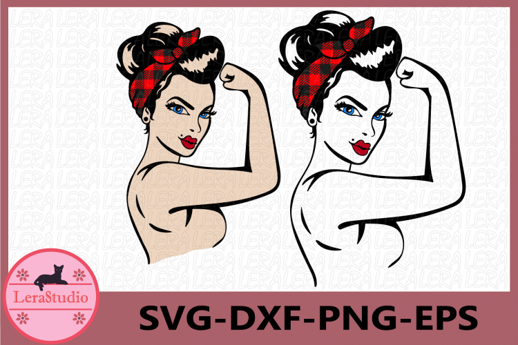 Girl Power SVG, Buffalo Plaid SVG, Rosie Silhouette Files