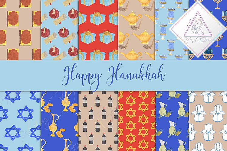Watercolor Hanukkah Digital Paper