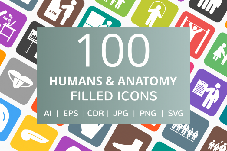 100 Humans   Anatomy Filled Round Corner Icons