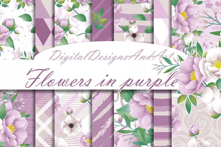 Purple flowers paper