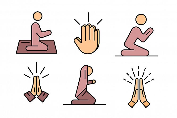 Prayer icons vector flat example image 1