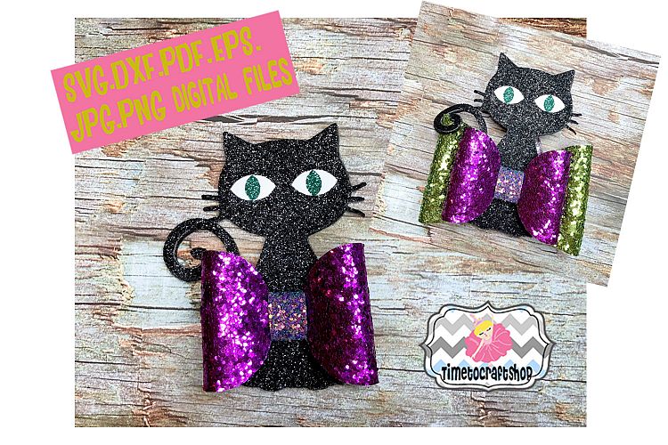 Halloween Black Cat Hair Bow Template