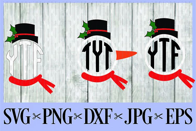 Snowman monogram frames SVG, PNG, DXF, EPS JPG Holly Berries