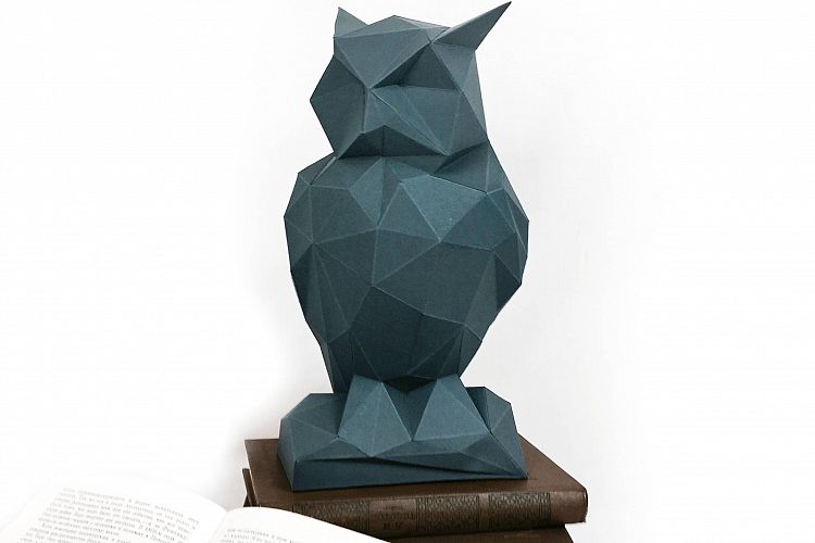 Night Owl, Papercraft Owl, Paper Owl, Animal Trophy, Loft Decor, Home Decor, 3D papercraft model, animal head, lowpoly DIY, hobby idea, DIY