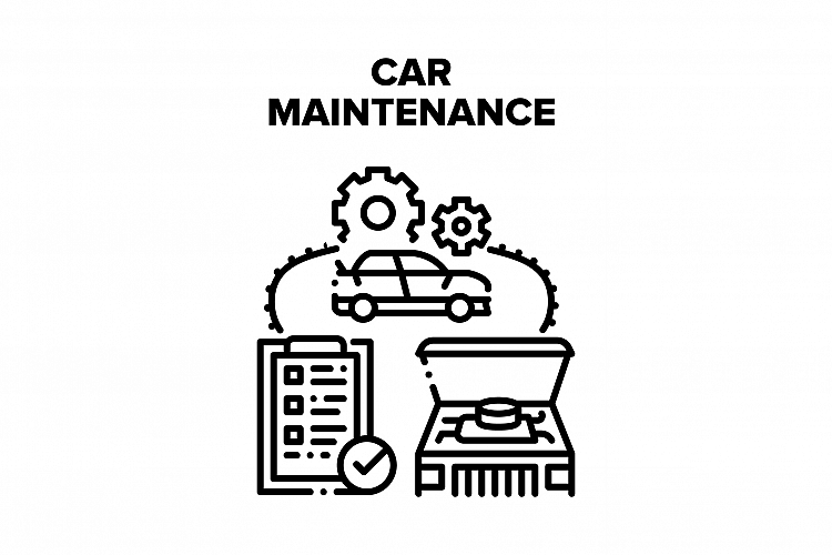 Car Maintenance Vector Black Illustration example image 1