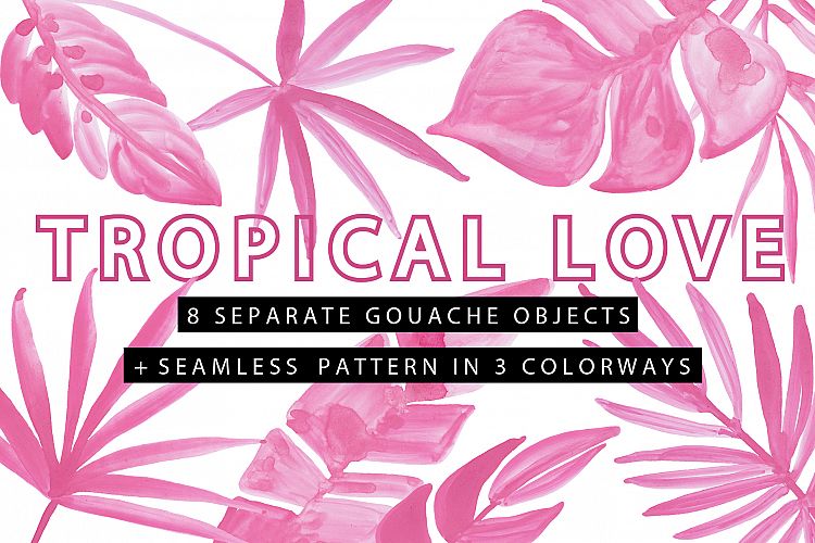 TROPICAL LOVE - Gouache Clipart Pack