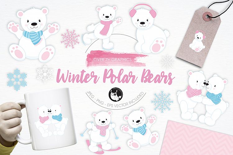 Winter Polar Bears graphics and illustrations