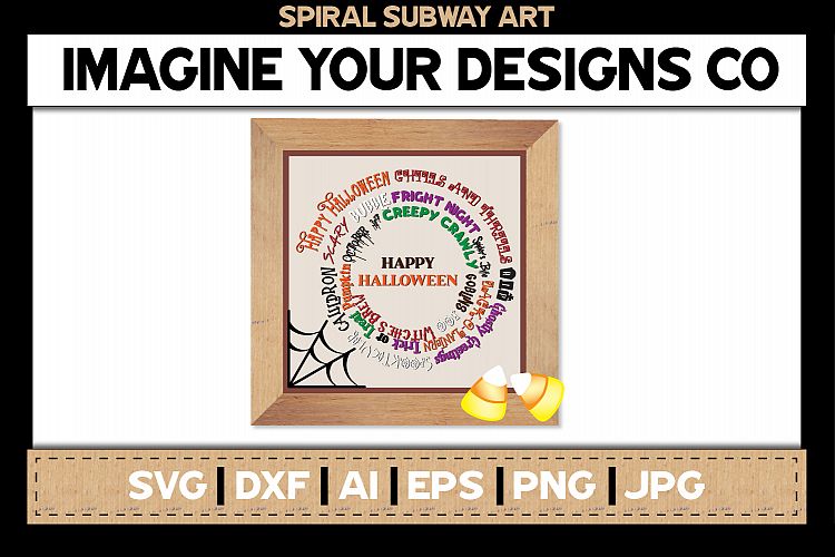 Happy Halloween Printable Spiral Subway SVG Cut File