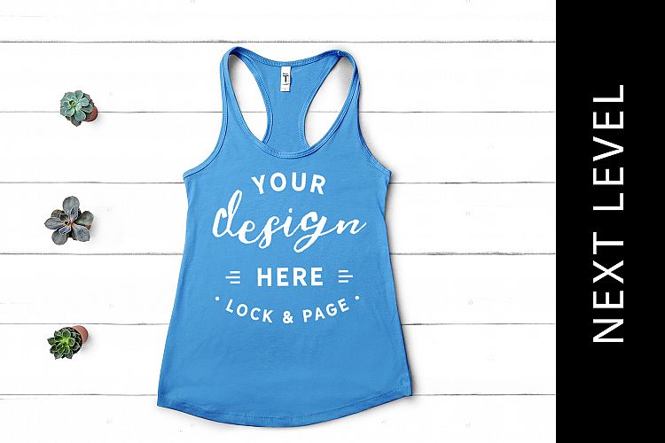 Turquoise Tank Muscle Top Mockup Next Level 1533 Racerback