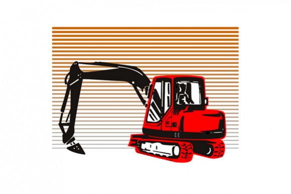 Mechanical Digger Excavator Retro example image 1