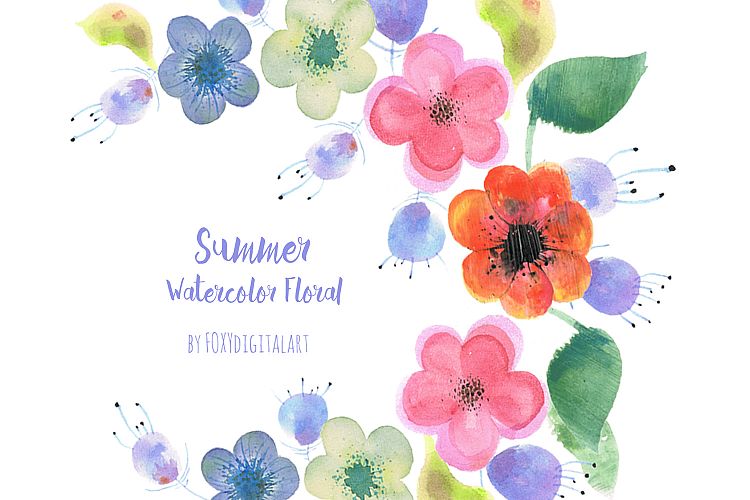Watercolor Flowers Wedding Wreath Clipart Hand Painted