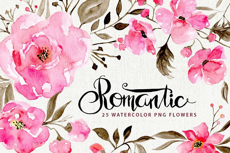 Romantic watercolor flowers