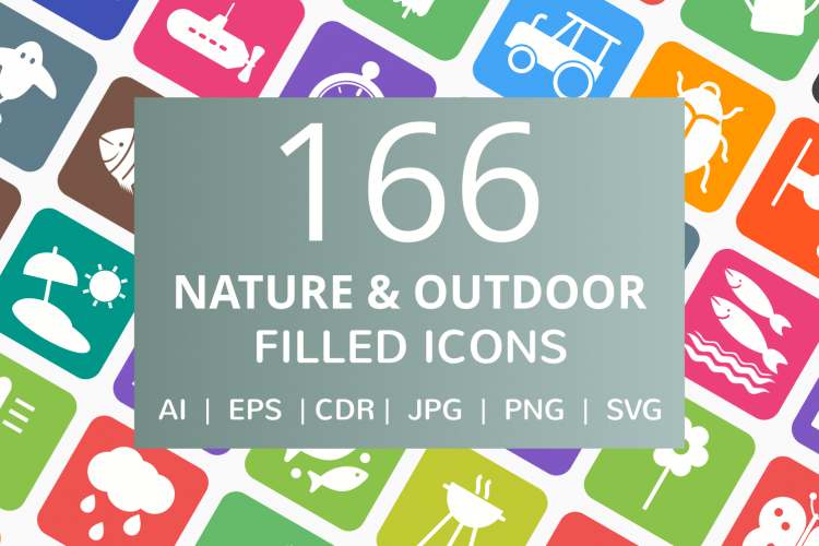 166 Nature   Outdoor Filled Round Corner Icons