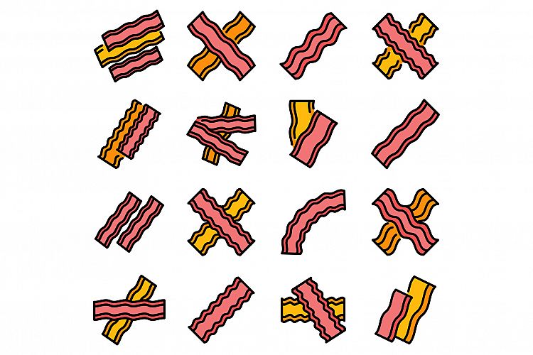 Bacon icons set vector flat example image 1