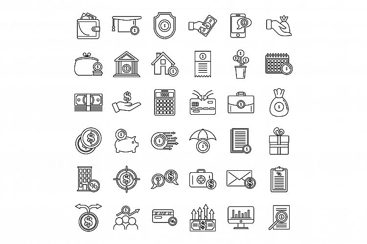 New subsidy icons set, outline style example image 1