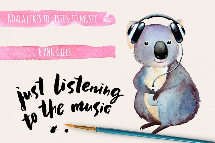 Watercolor koala clipart
