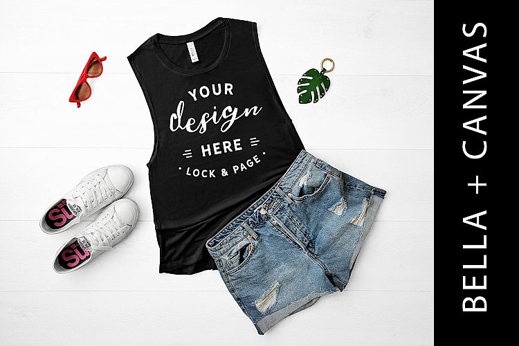 Black Bella Canvas 8803 Mockup Tank Top Vest Muscle Top
