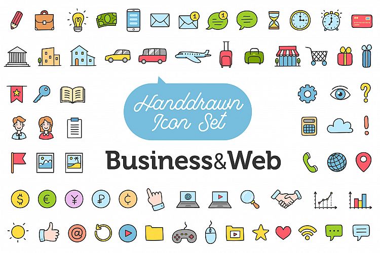 Hand Drawn Icon Set - Business and Web