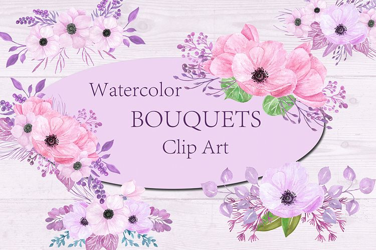 Watercolor Floral bouquets clipart