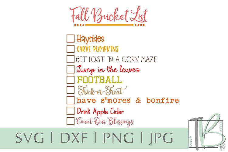 Fall Bucket List SVG