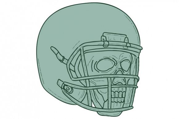 Football Quarterback Skull Drawing example image 1
