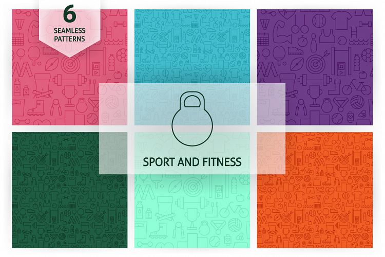 Sport Fitness Line Seamless Patterns