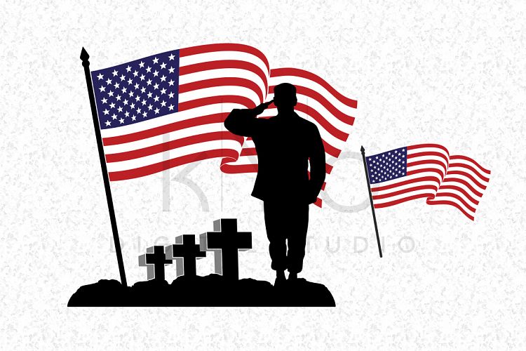 Fallen Soldier SVG Veterans Day SVG DXF PNG EPS files American flag vector US flag vector image Military flag Waving flag 