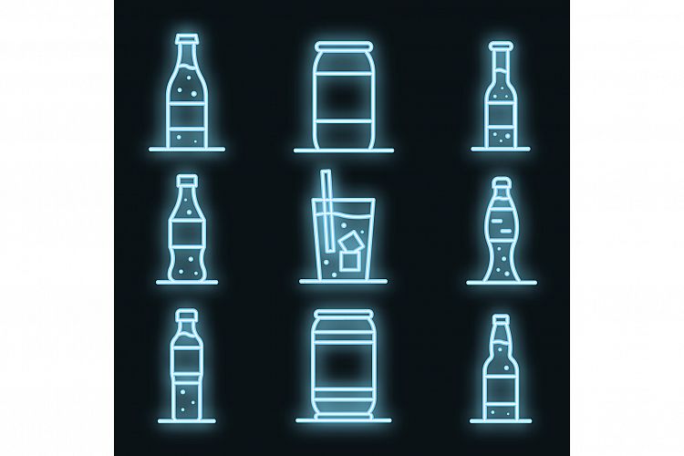 Soda icons set vector neon example image 1