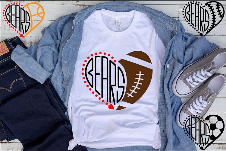 Chicago Bears Sport Heart SVG School Spirit football 976s