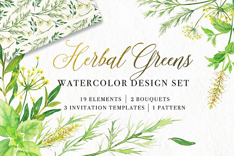 Herbal Greens Watercolor Set