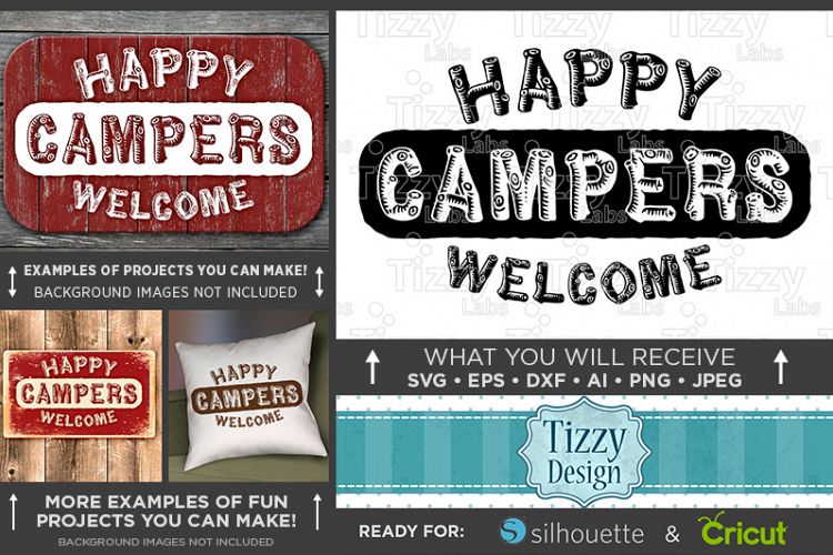 Happy Campers Welcome SVG - Camper Sign - Camp Decor - 762